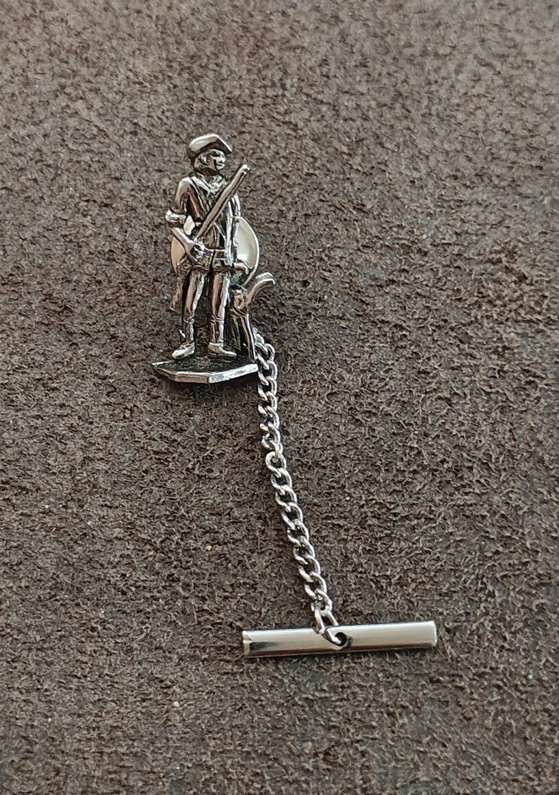 1970s Pewter Revolutionary Minuteman Tie Tack/Lapel Pin