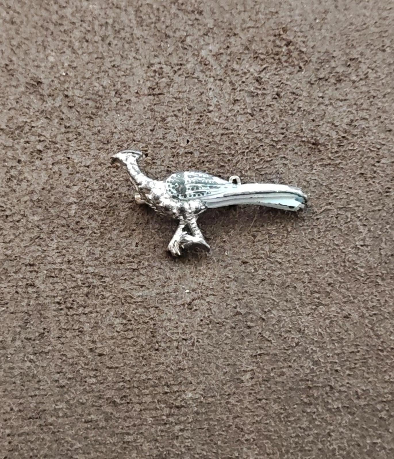 1960s Silver Tone Road Runner Enamel Brooch