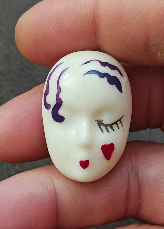 1980's Pierrot Doll Painted Face Mask Brooch Pin