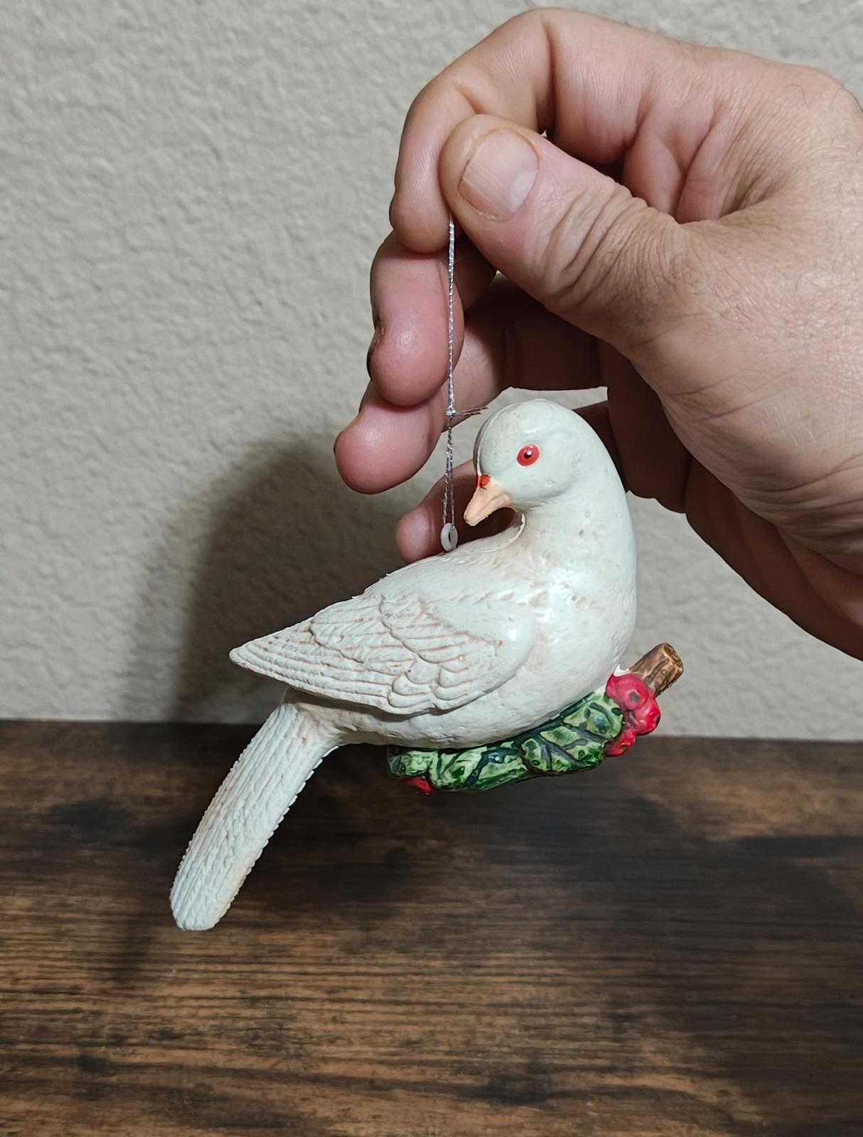 1960s Vintage White Dove Dove Plastic Christmas Ornament