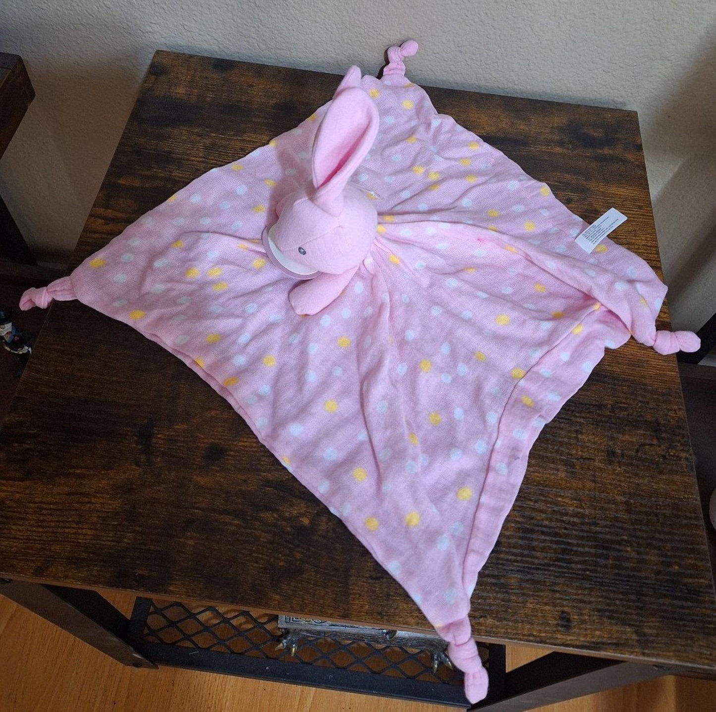 Pink Bunny Security Blanket Lovey Pink Baby Easter Rattle Plush