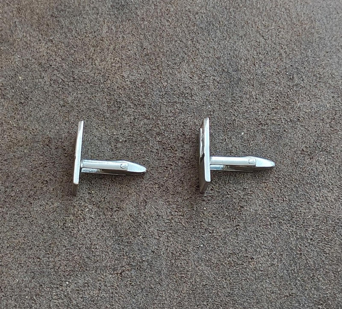 1950's/60's Marked Foster Silver Tone Black Enamel Cufflinks