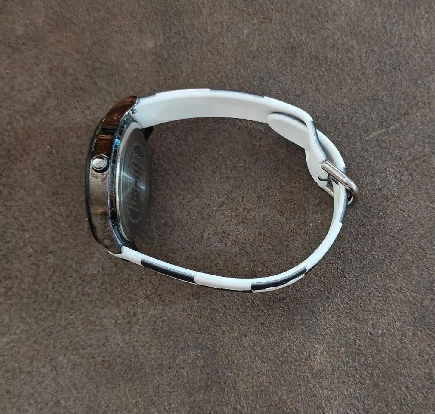 Cool Angry Birds Silver Tone With Black & White Checkered Silicone Band Watch.
