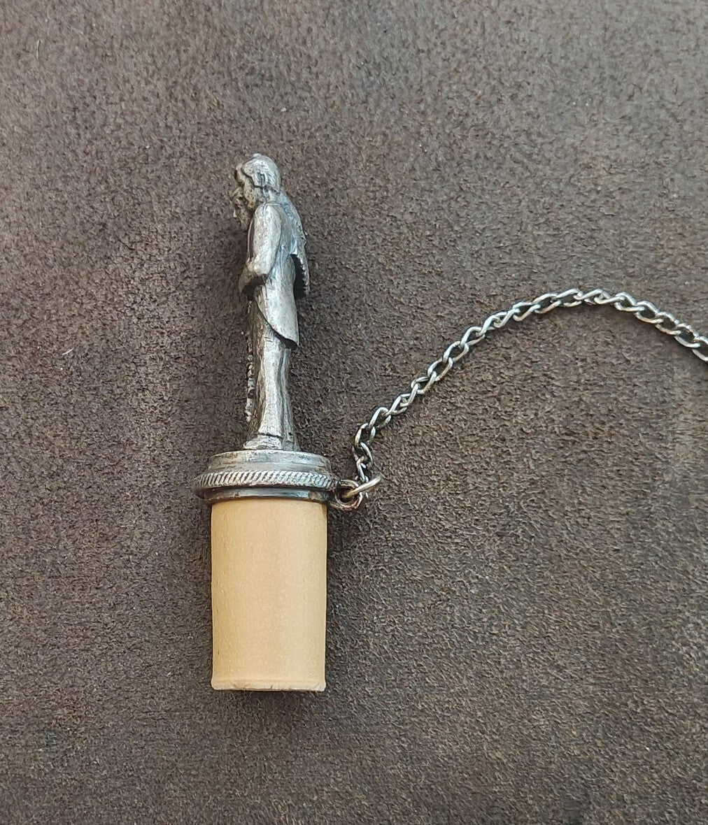 1980s Pewter Bride & Groom Wine Bottle Stopper
