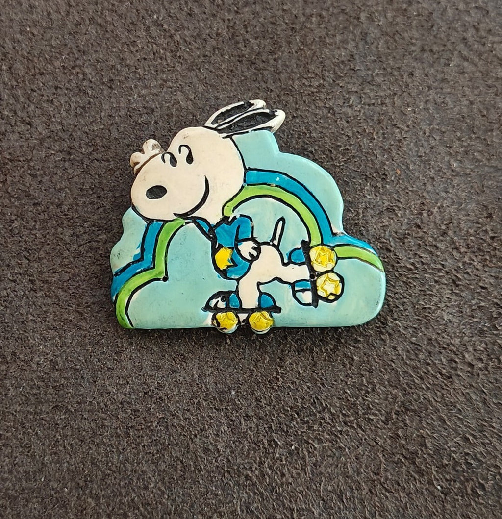 1970s Peanuts Snoopy Roller Skating Enamel Pin