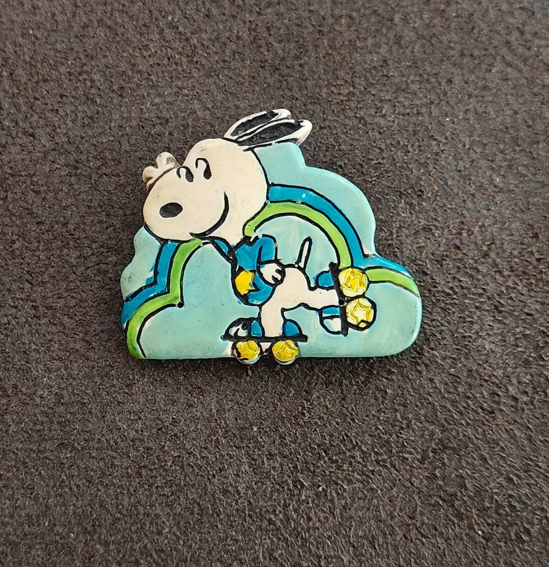1970s Peanuts Snoopy Roller Skating Enamel Pin
