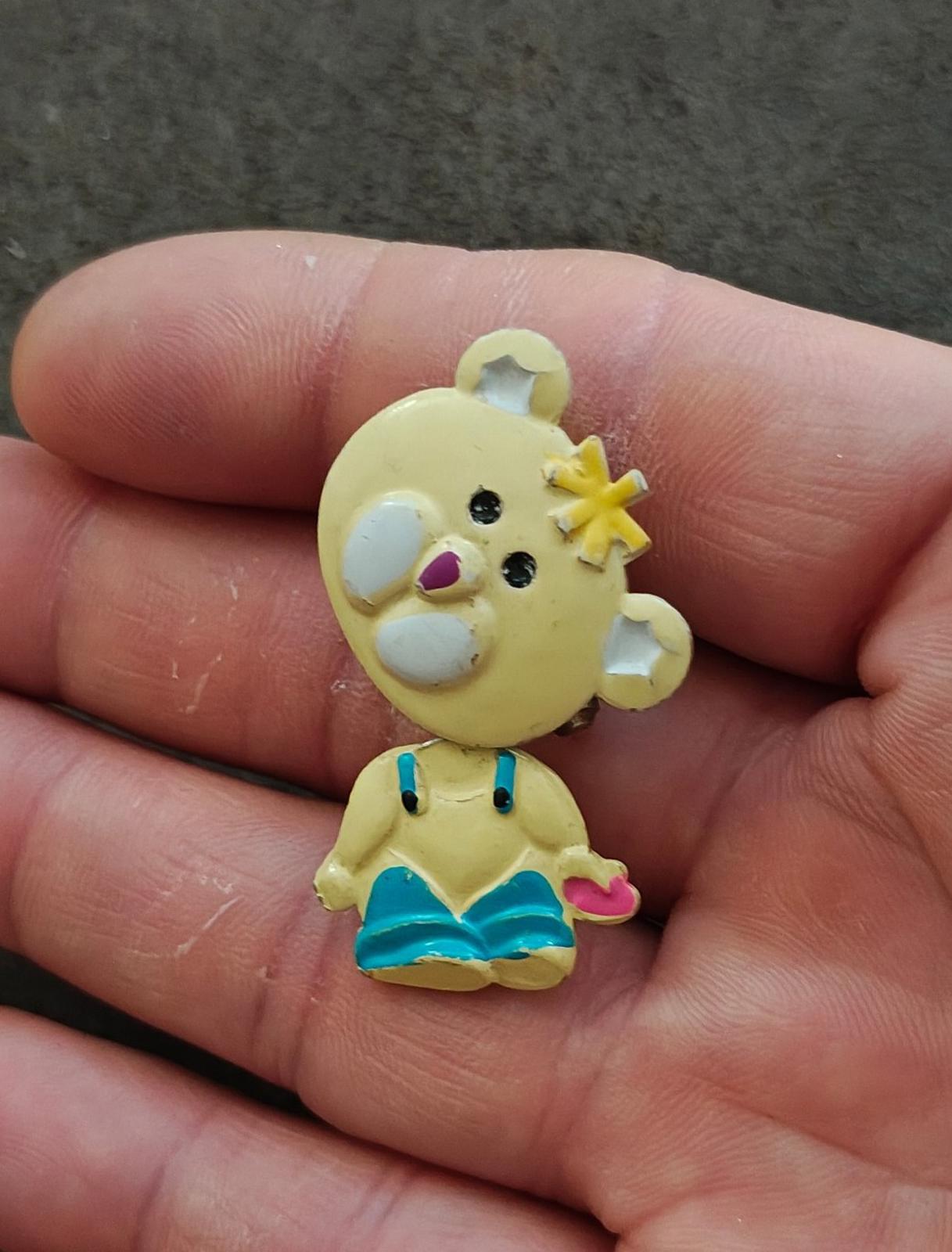 1970s/80s Metal Articulated Yellow, Blue and Pink Enamel Teddy Bear Brooch
