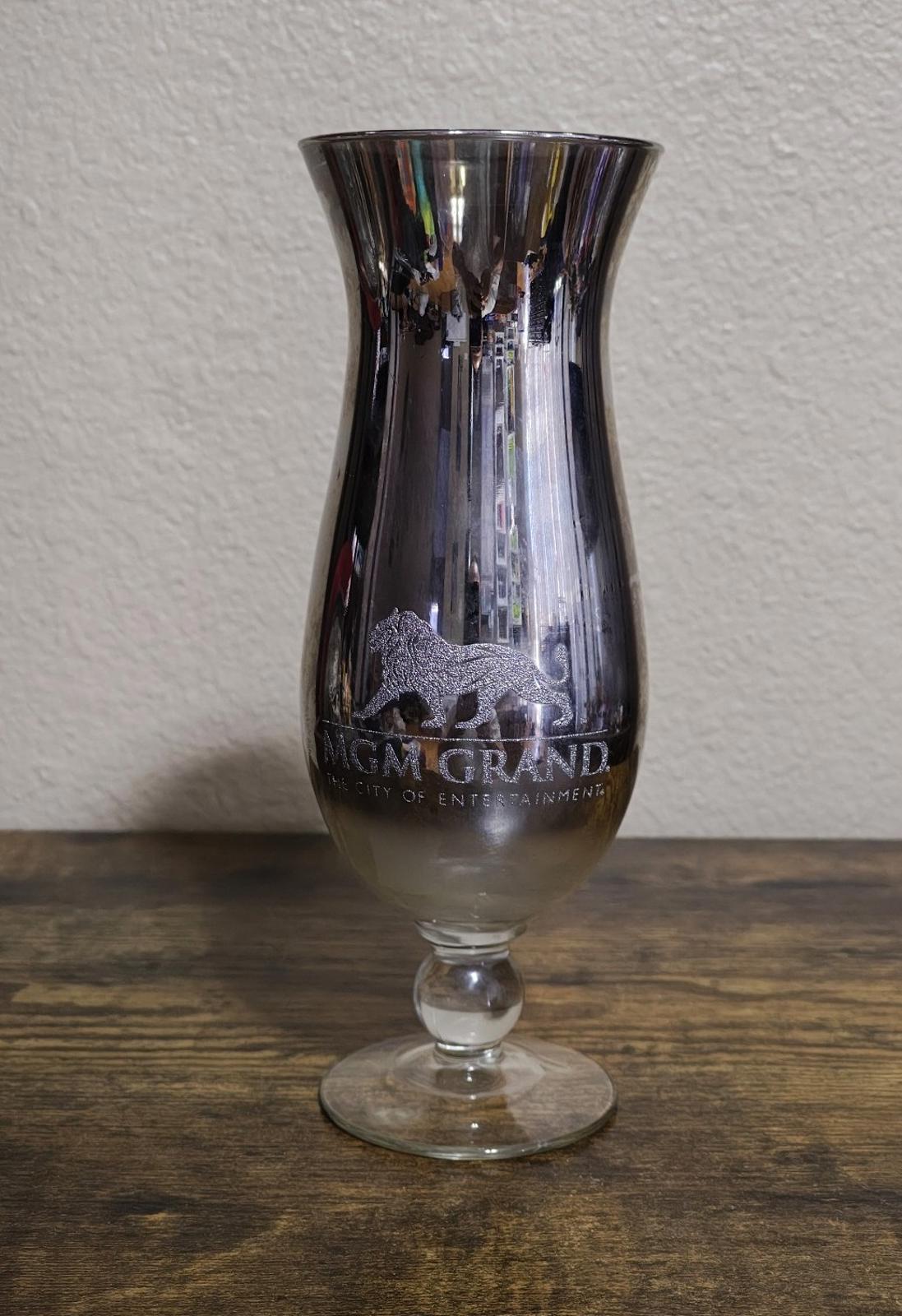 1990's Mirrored MGM Grand Hollywood Las Vegas Goblet/Hurricane Glass