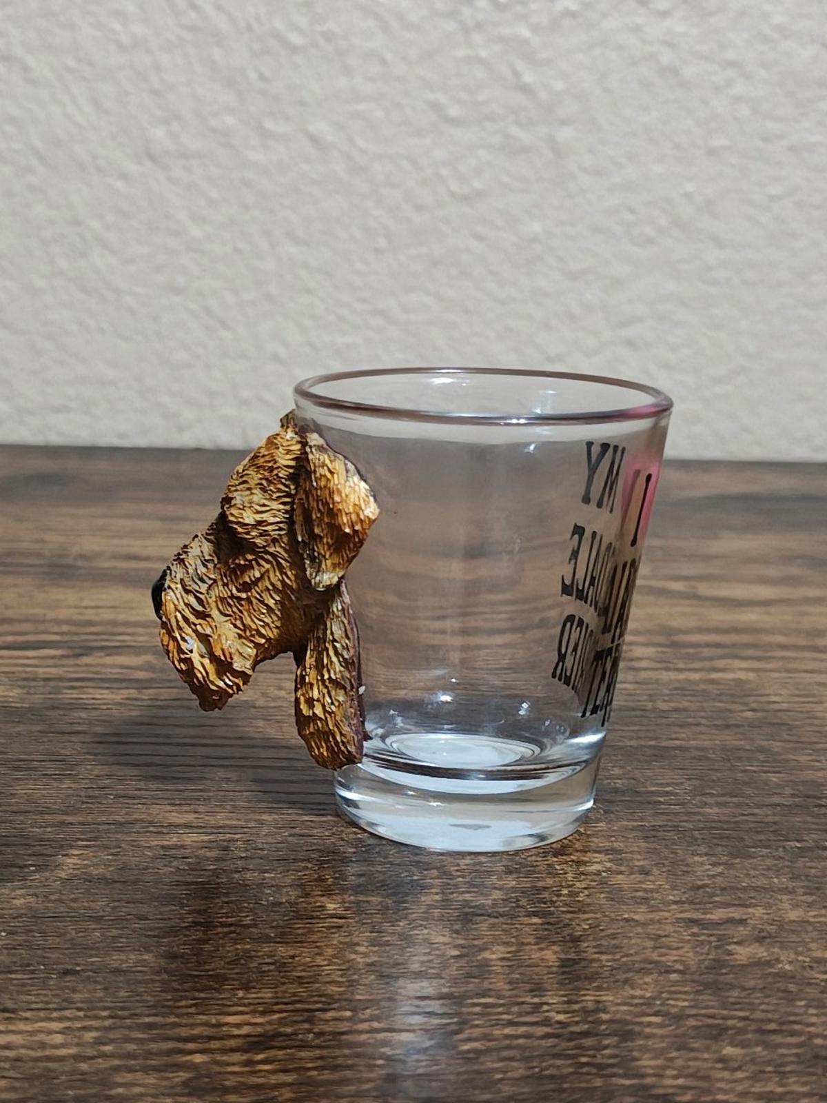 1990's 3D Embossed Airedale Terrier Shot Glass