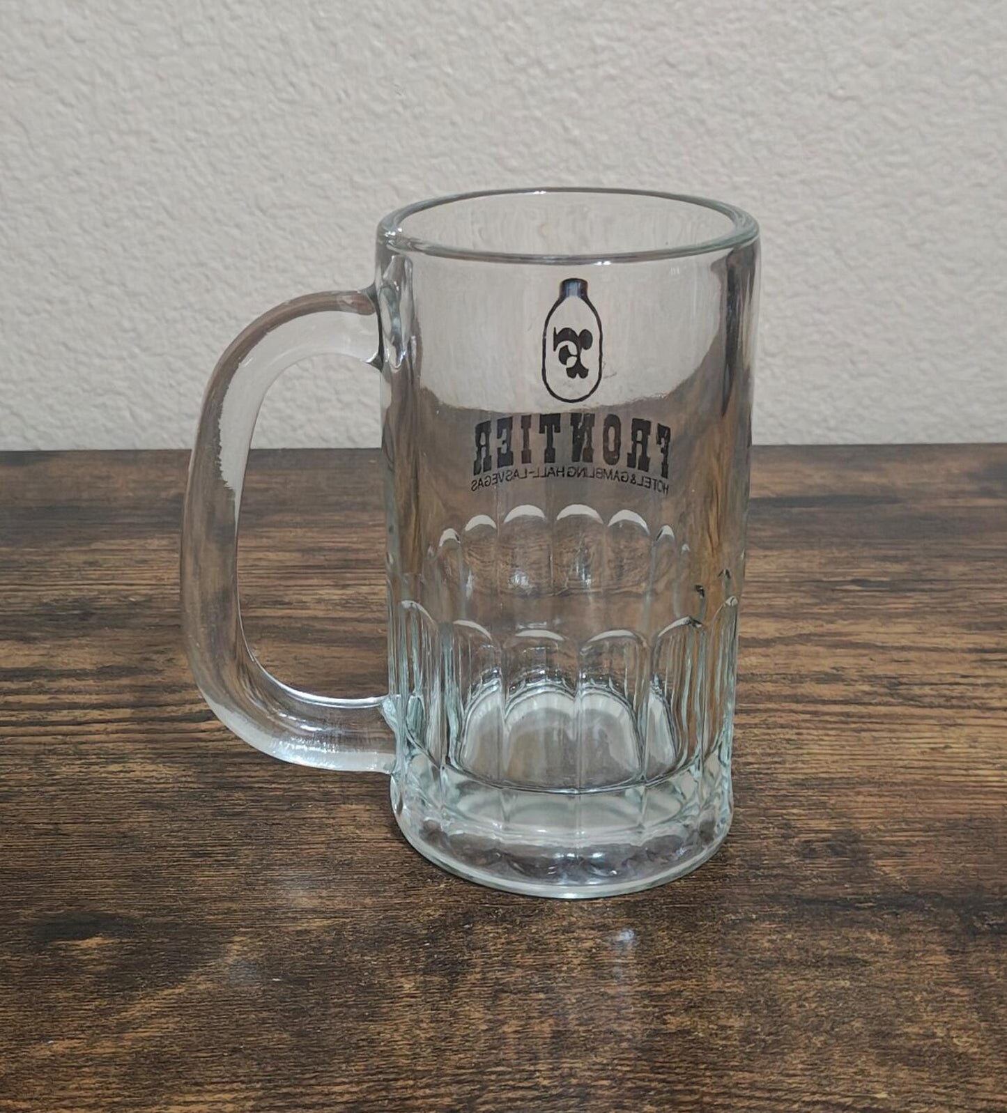 1970s  Frontier Hotel and Gambling Hall Las Vegas 12 oz Glass Mug/Beer Mug/Stein