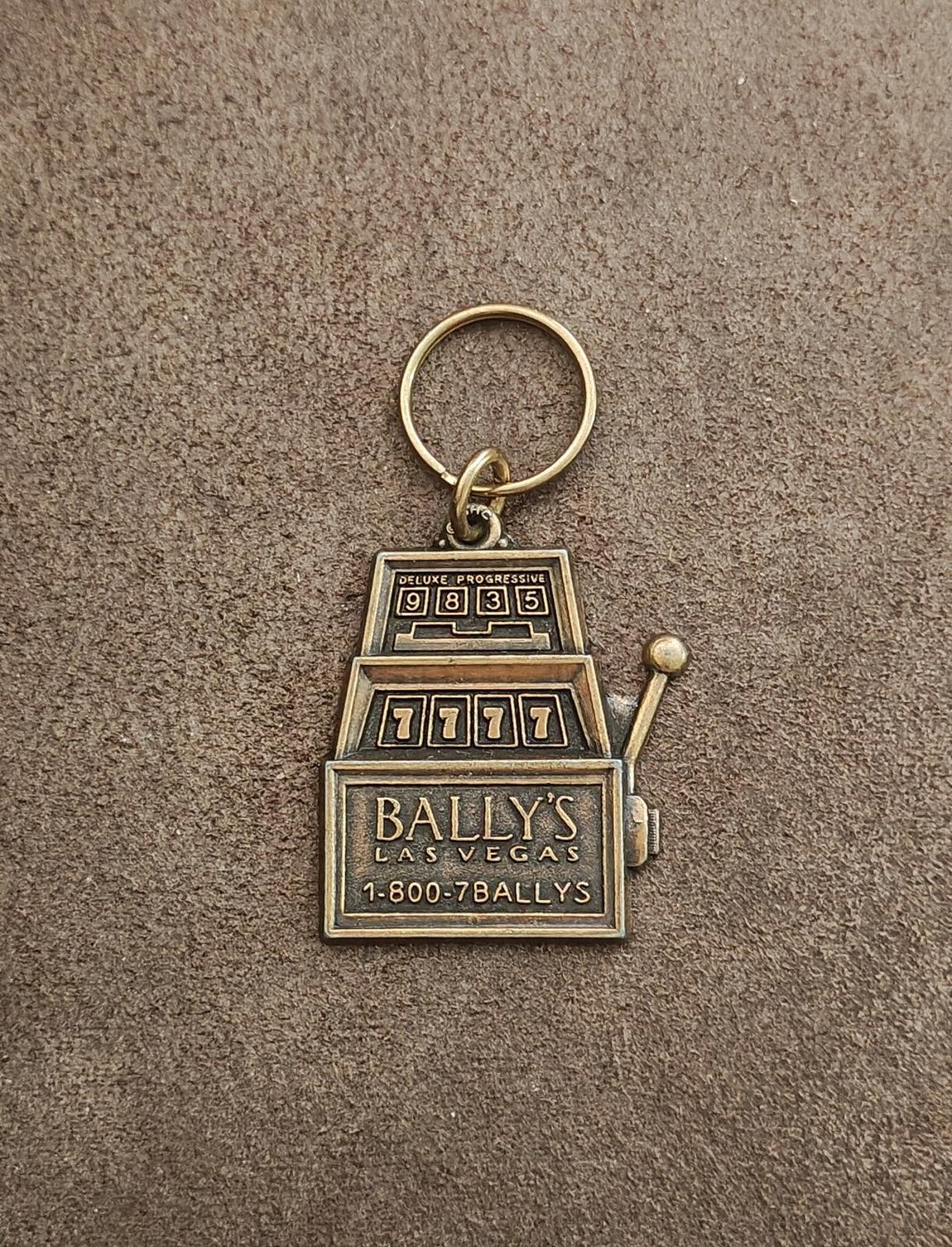 1990s Vintage Bally's Las Vegas Hotel and Casino Brass Slot Machine Keychain