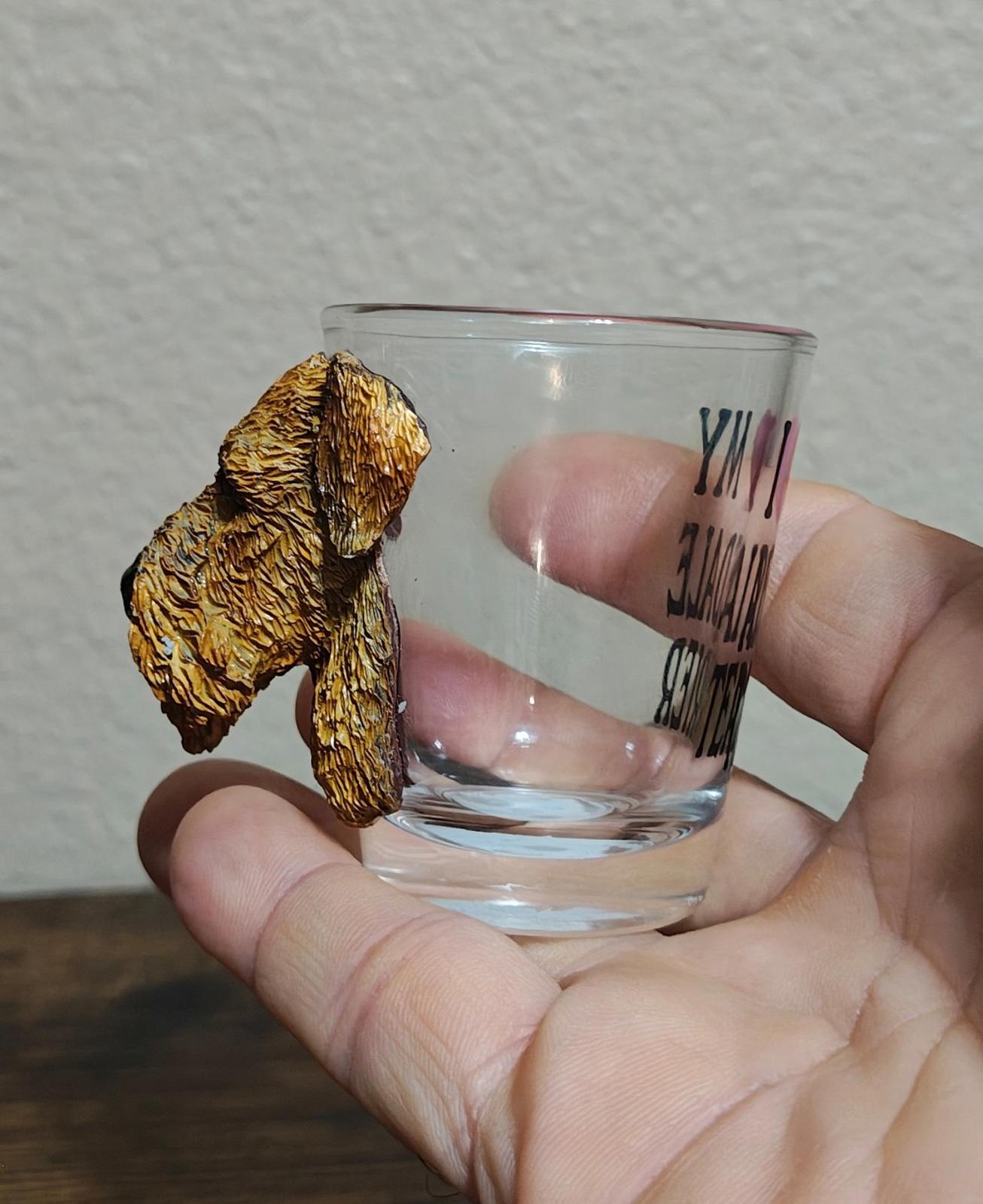 1990's 3D Embossed Airedale Terrier Shot Glass
