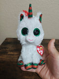 Ty Beanie Boos Snowfall The Christmas Unicorn 7" Holiday Plush, Glitter Eyes NWT