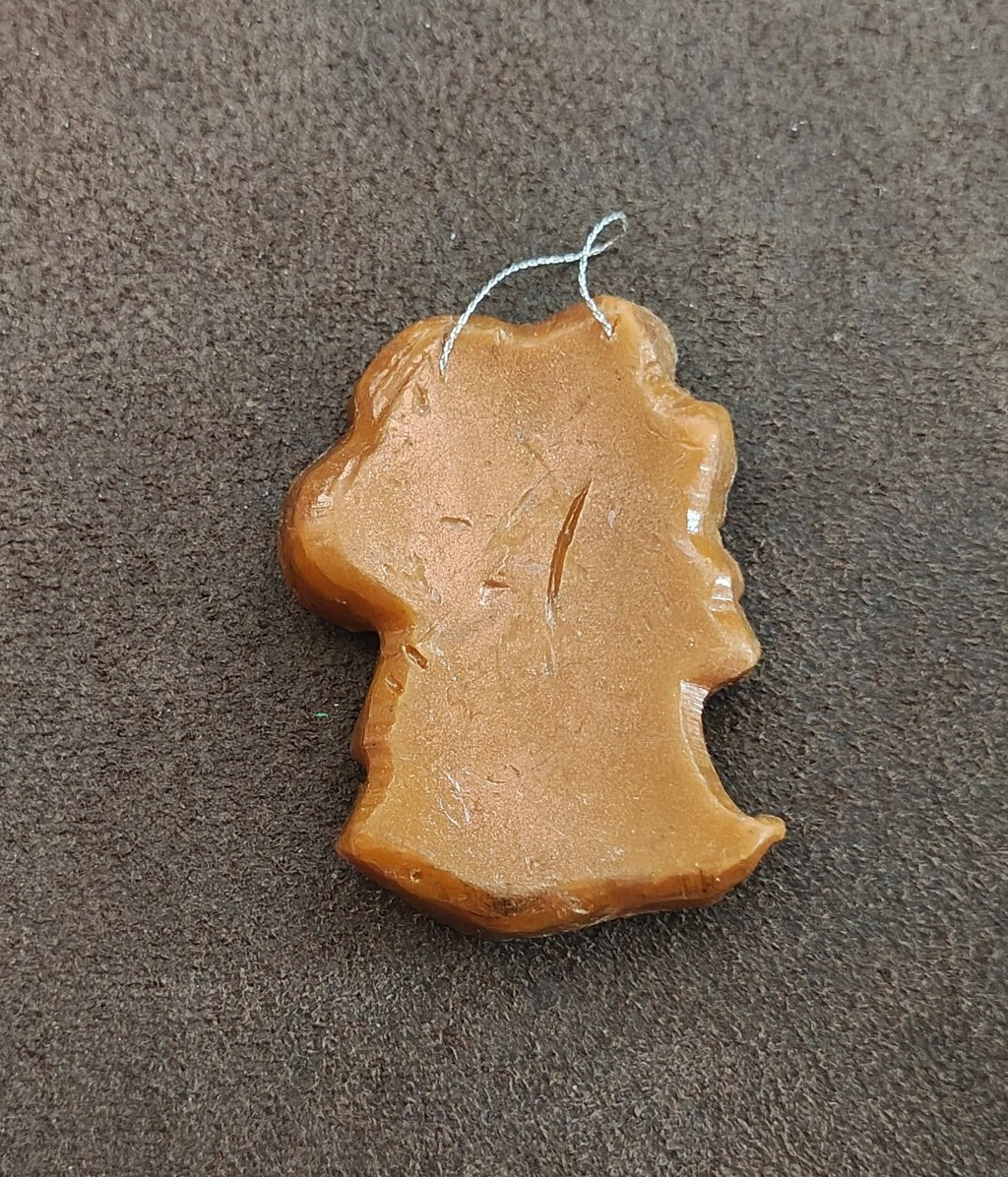 1980s Brown & Silver Molded Wax Santa Claus Christmas Ornament