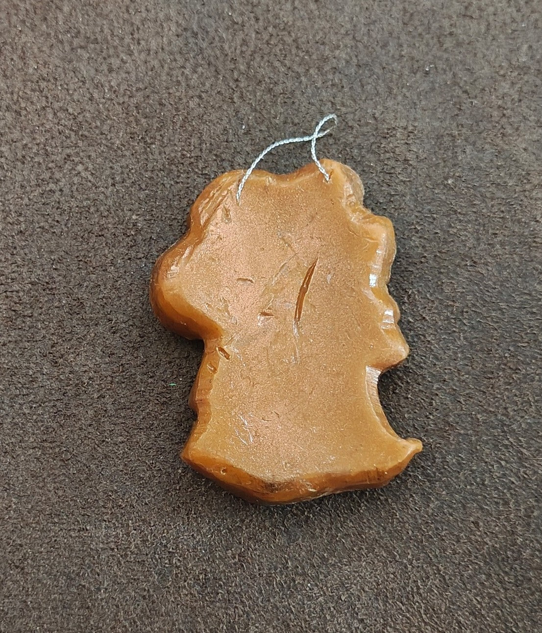 1980s Brown & Silver Molded Wax Santa Claus Christmas Ornament