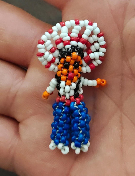 1960s/70s Handcrafted  Native American Seed Bead Figure Brooch