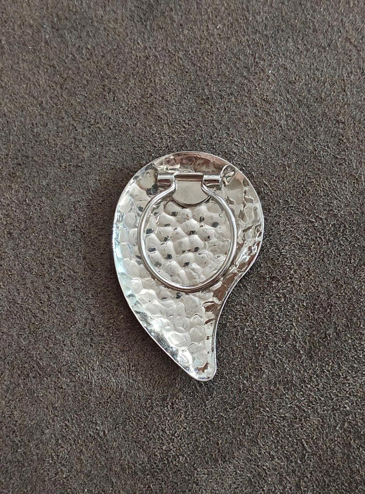 1980's Hammered Textured Silver Tone Scarf Clip