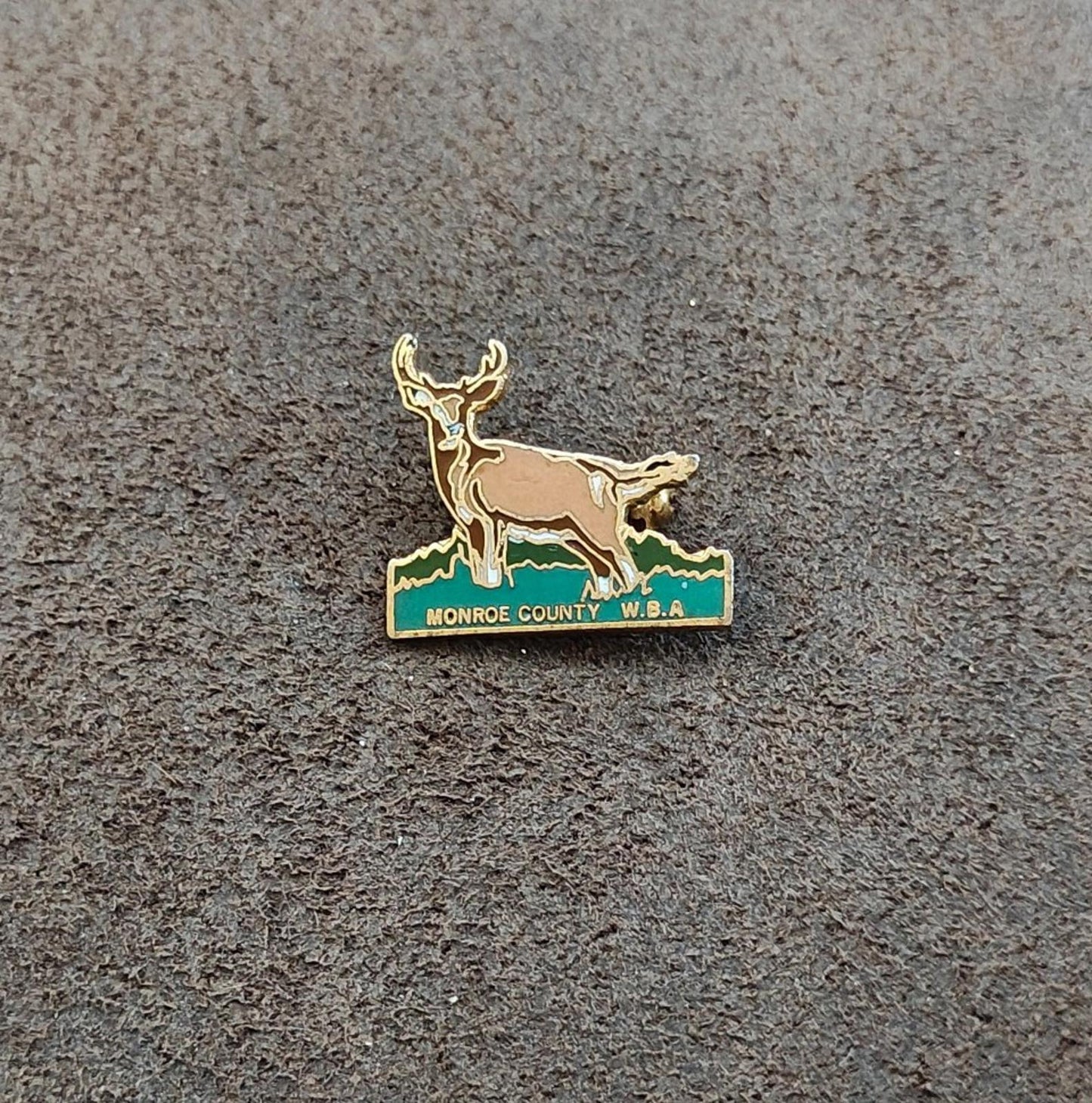 1980s Vintage Rare Monroe County W.B.A. Deer Gold Tone Enamel Pin