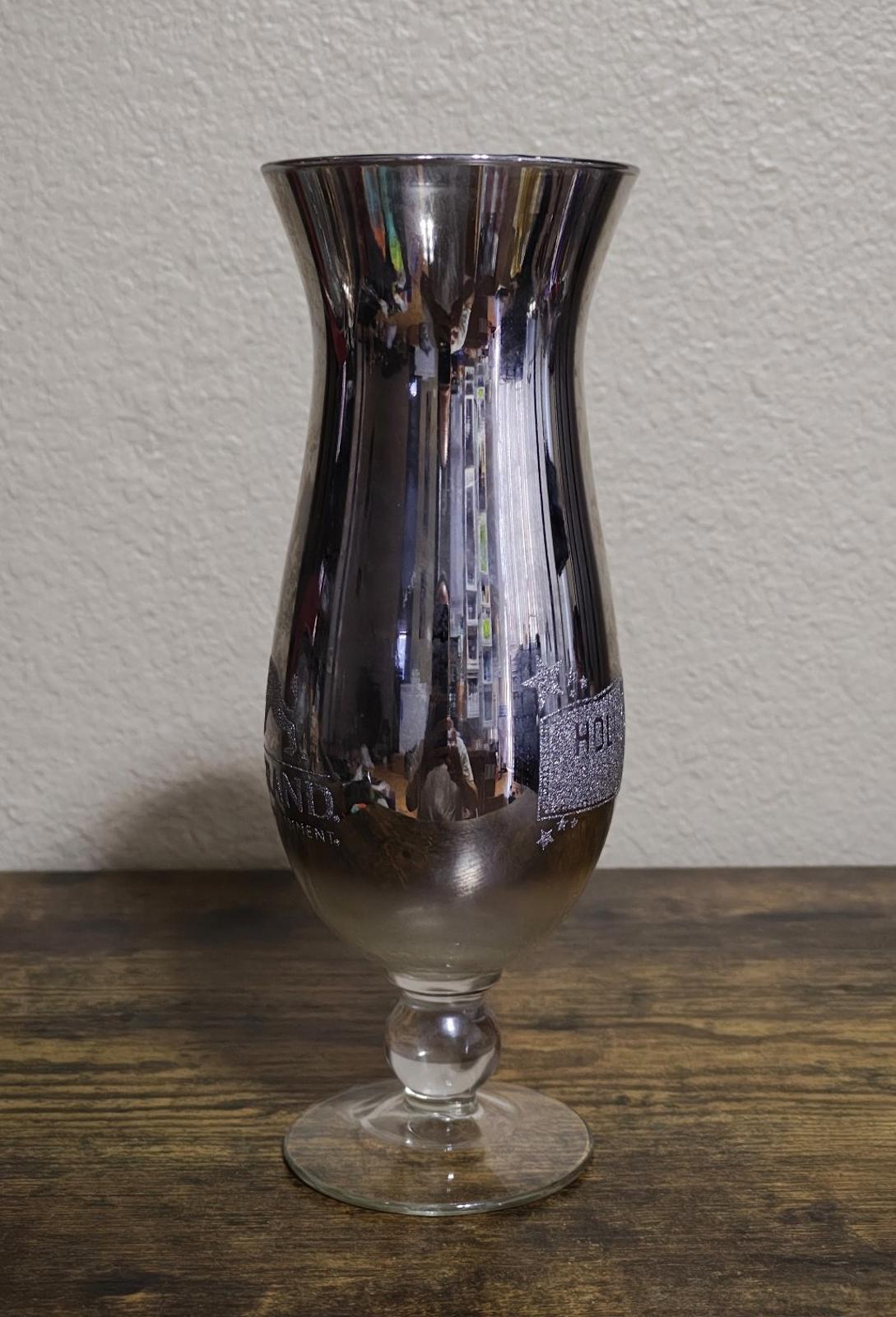 1990's Mirrored MGM Grand Hollywood Las Vegas Goblet/Hurricane Glass