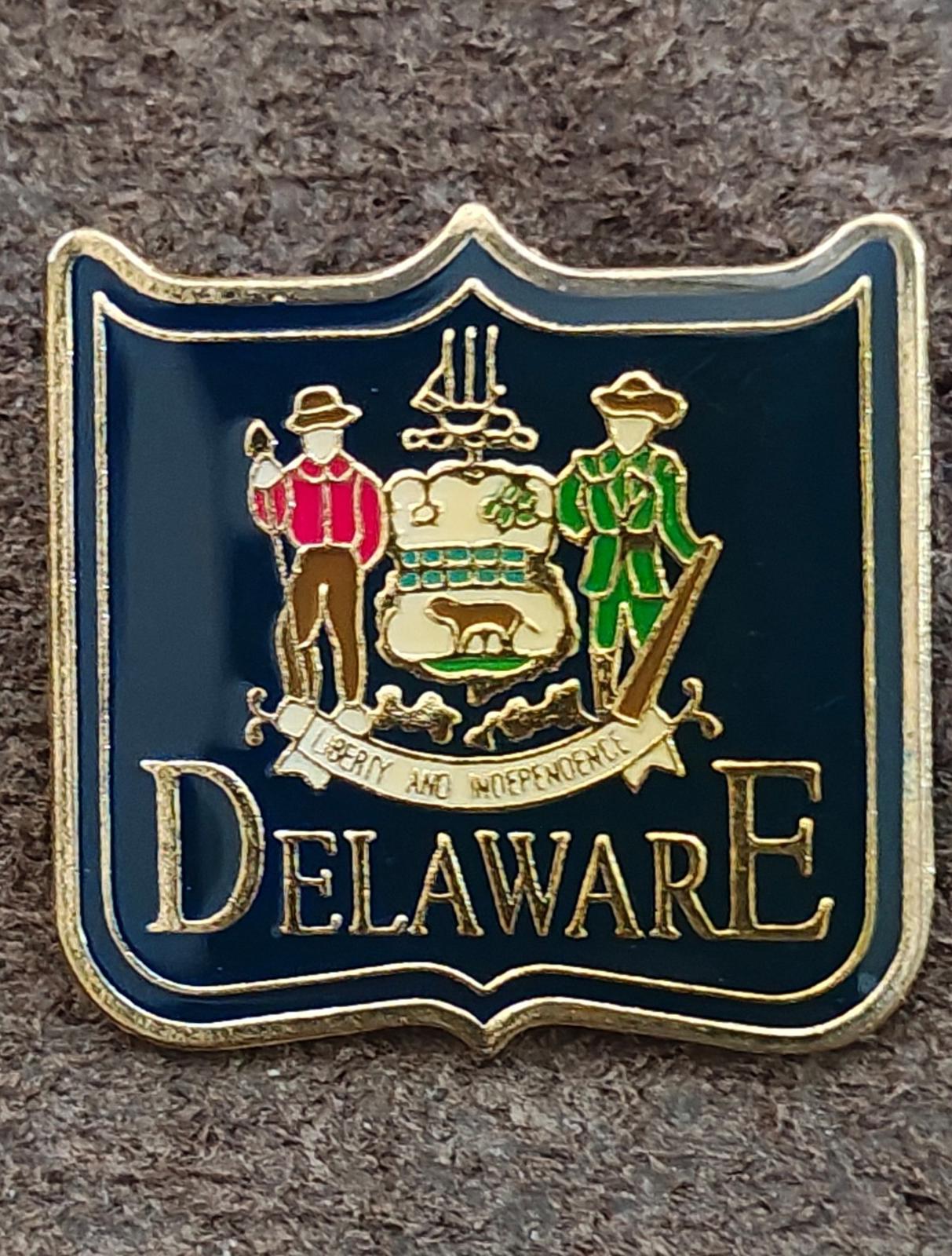 1990s Gold Tone Delaware Souvenir Enamel Pin