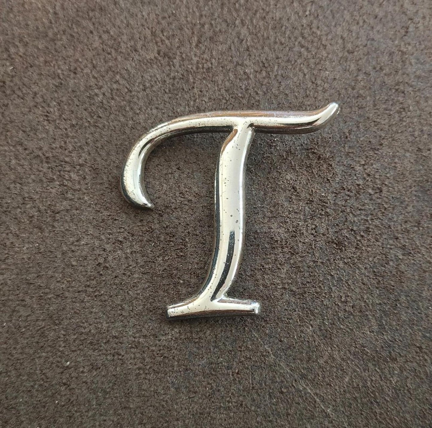1980s Monogram Initial Letter T Silver Tone Pin/Brooch