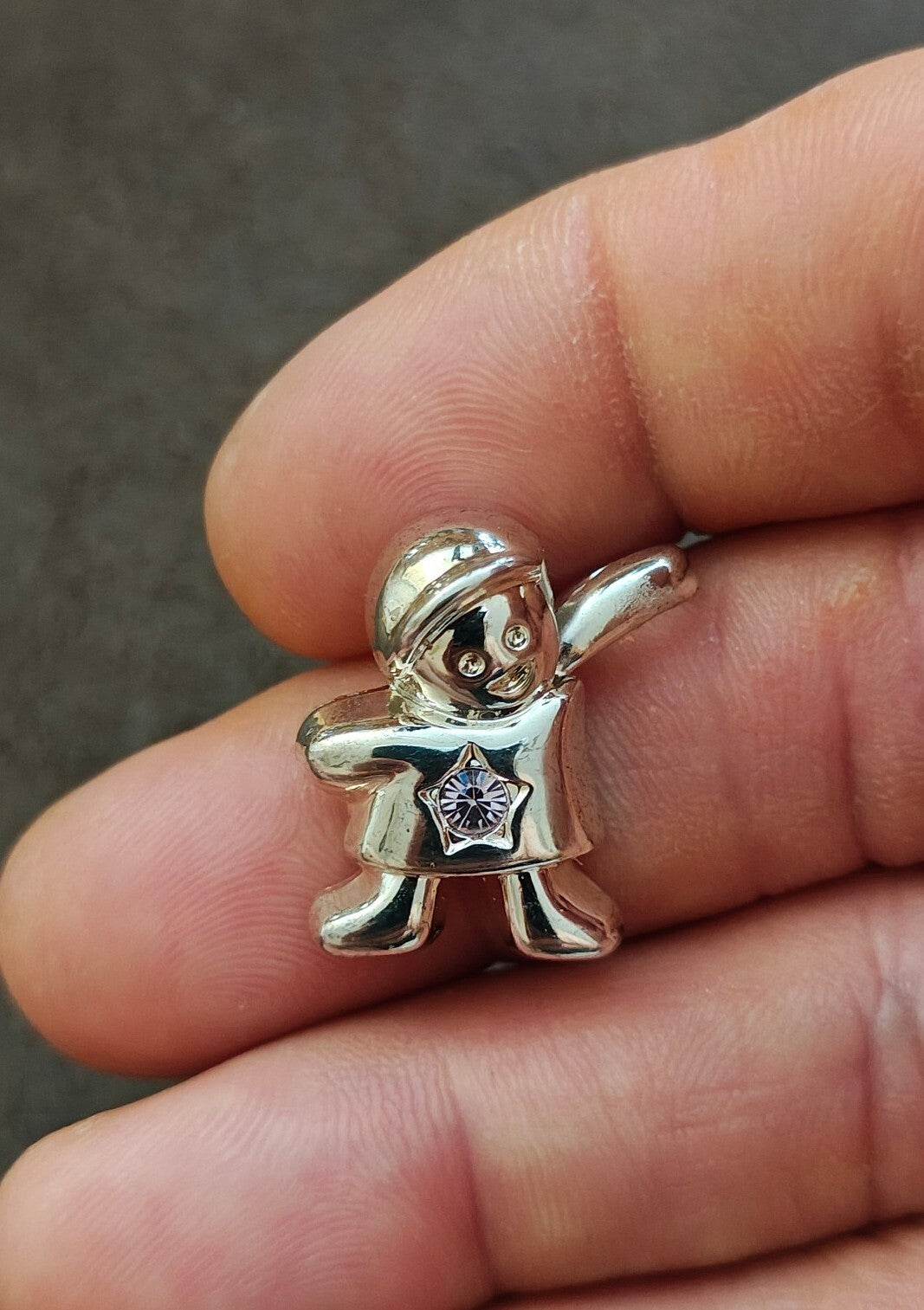 1990s Signed Best Silver Tone Schoolboy Pendant