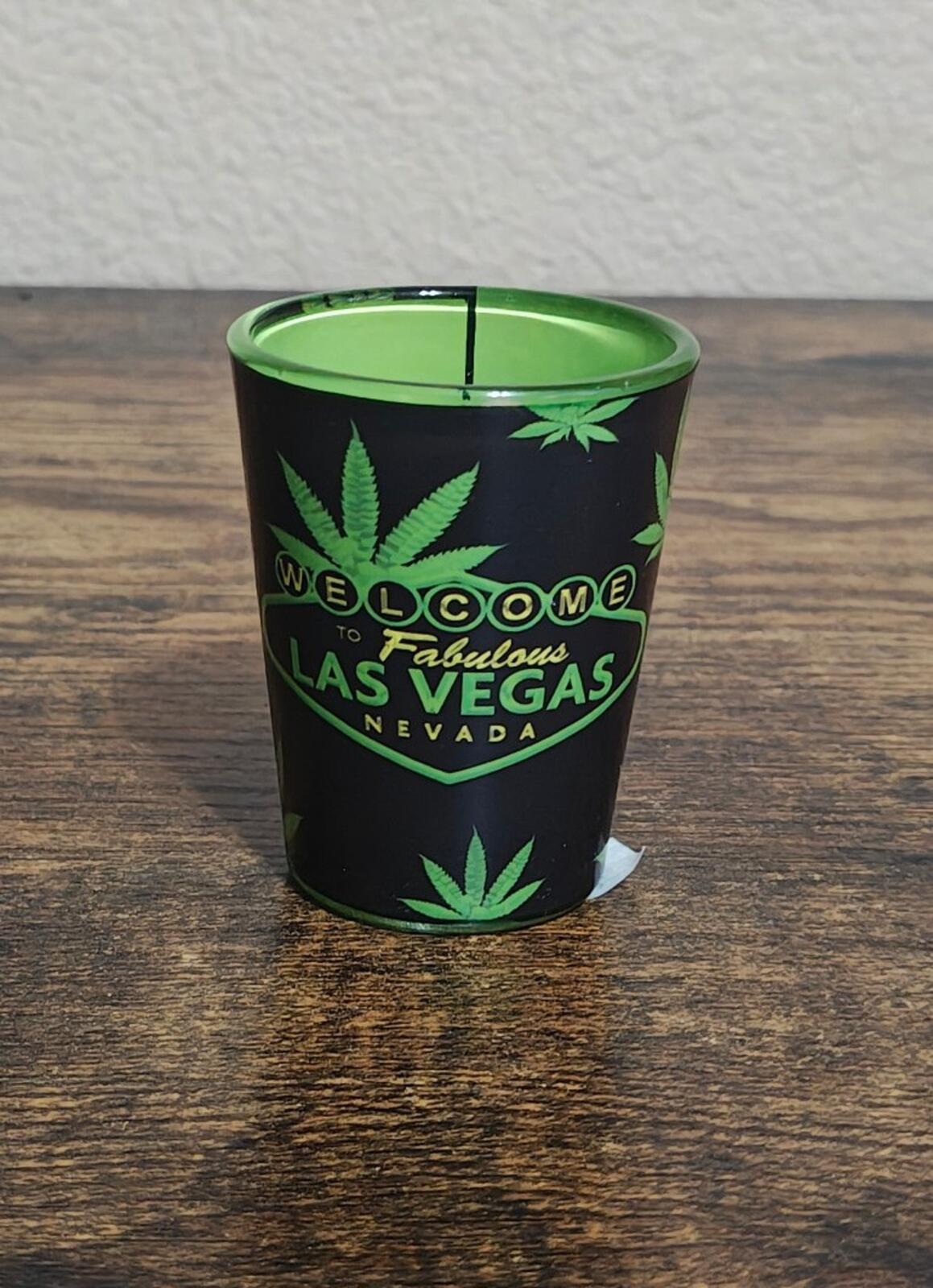 Welcome To Fabulous Las Vegas Nevada Green & Black Shot Glass