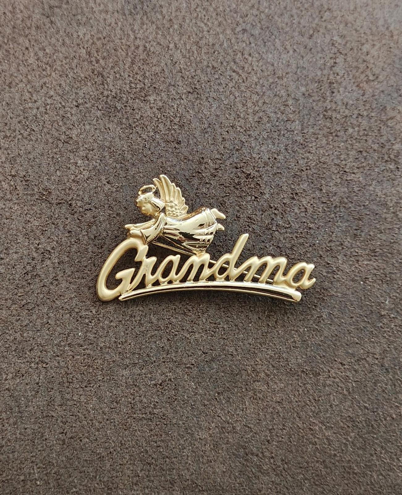 1980s Signed Danecraft Grandma Angel Gold Tone Brooch