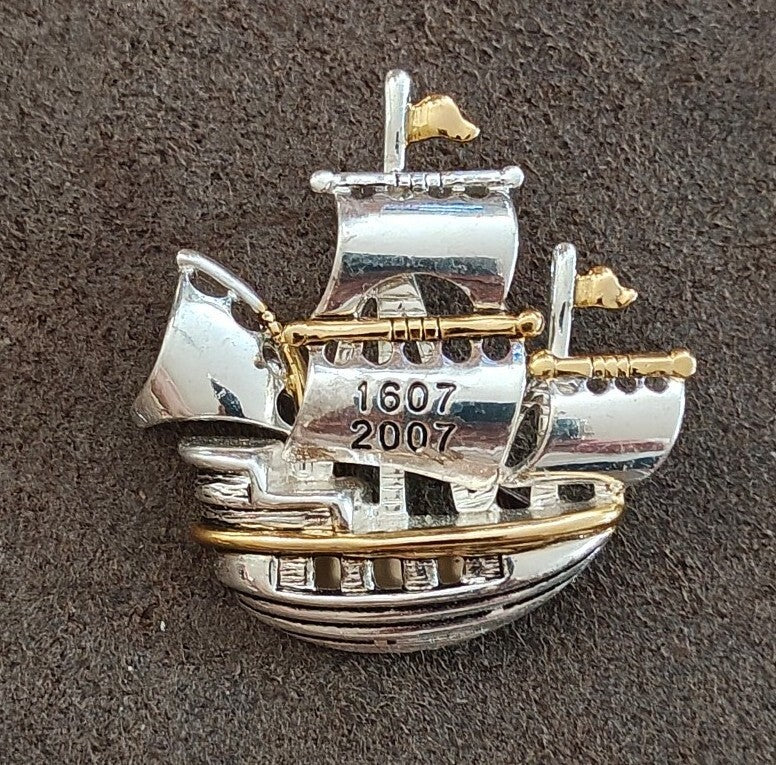 Jamestown 400th Anniversary 1607-2007 Two Tone Sailing Ship Brooch Pin