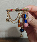 1980s Gold Tone 1928 Jewelry Company Victorian Revival Chatelaine Bar Brooch