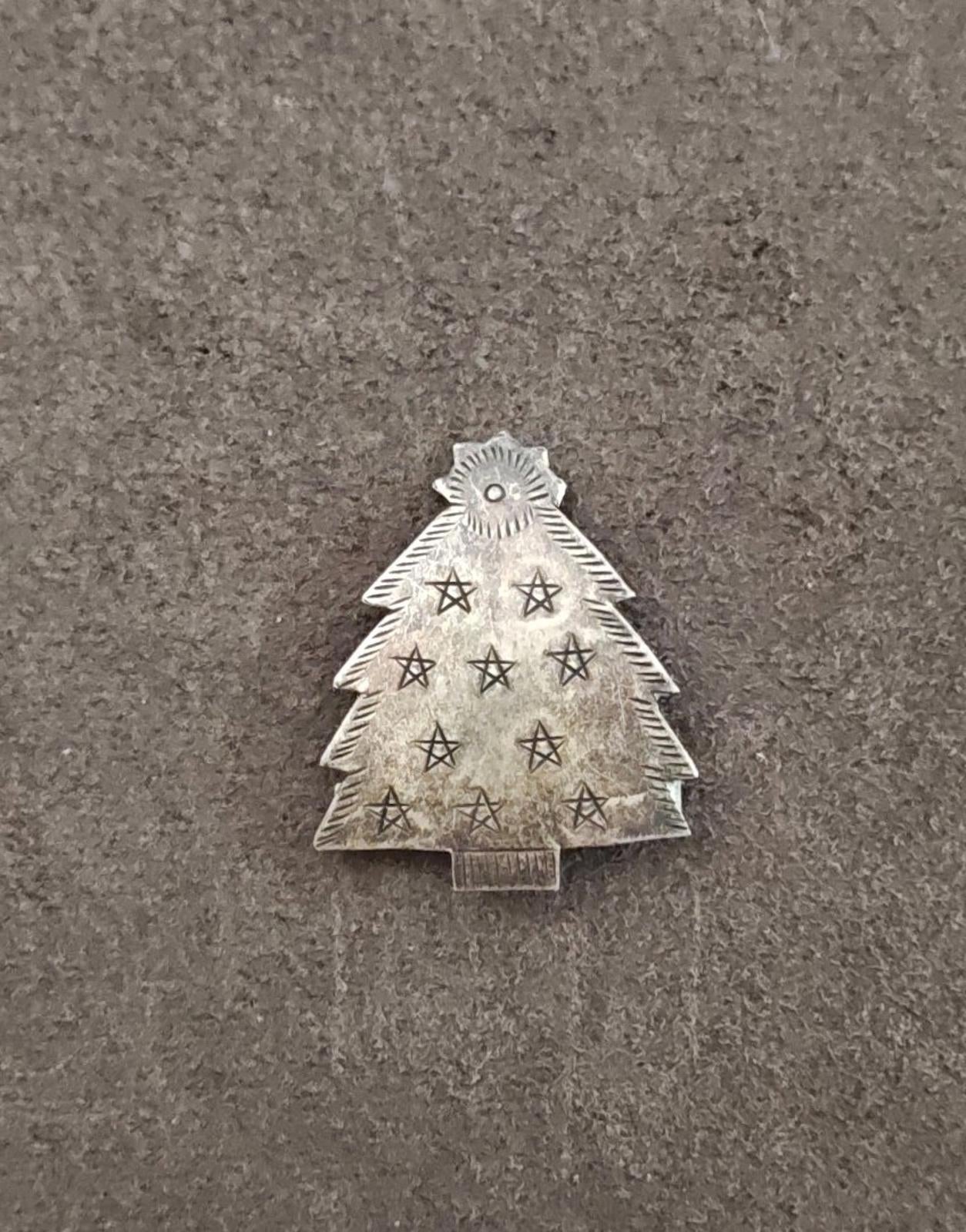 1970s Silver Tone Christmas Tree Brooch