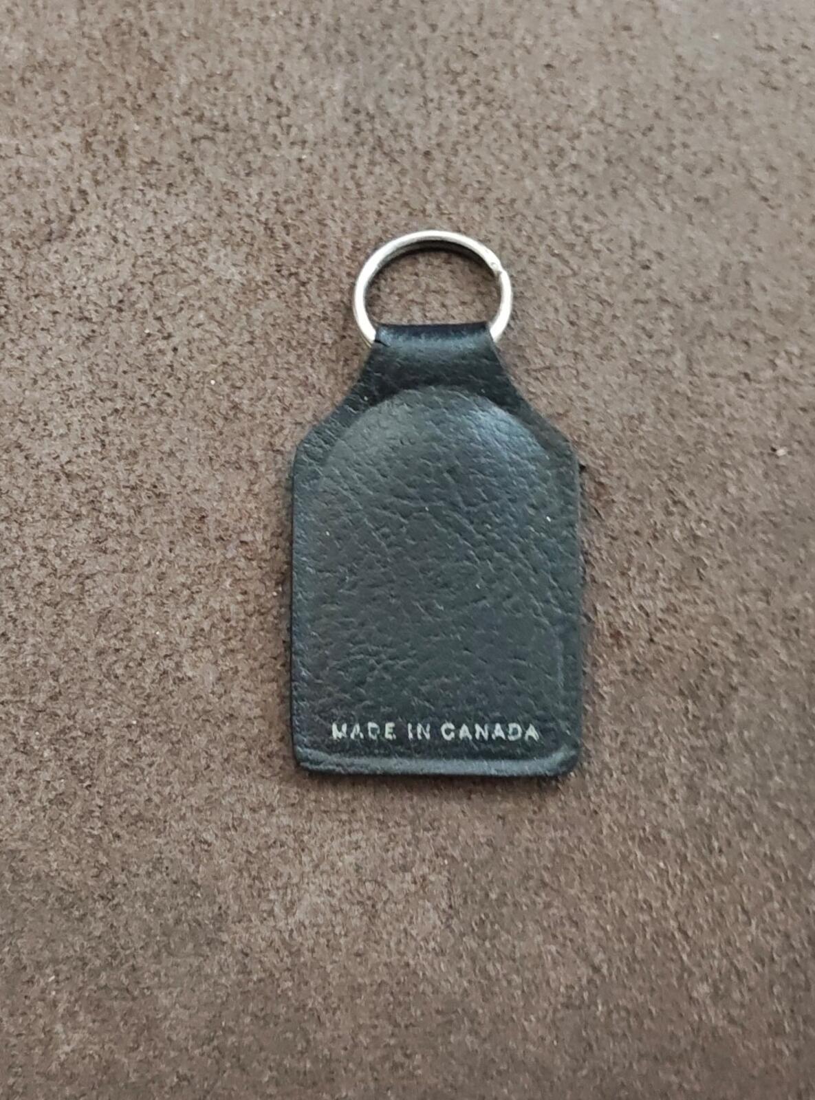 1970s Black Leather Stylized Initial Letter "S" Emblem Keychain/Key Fob