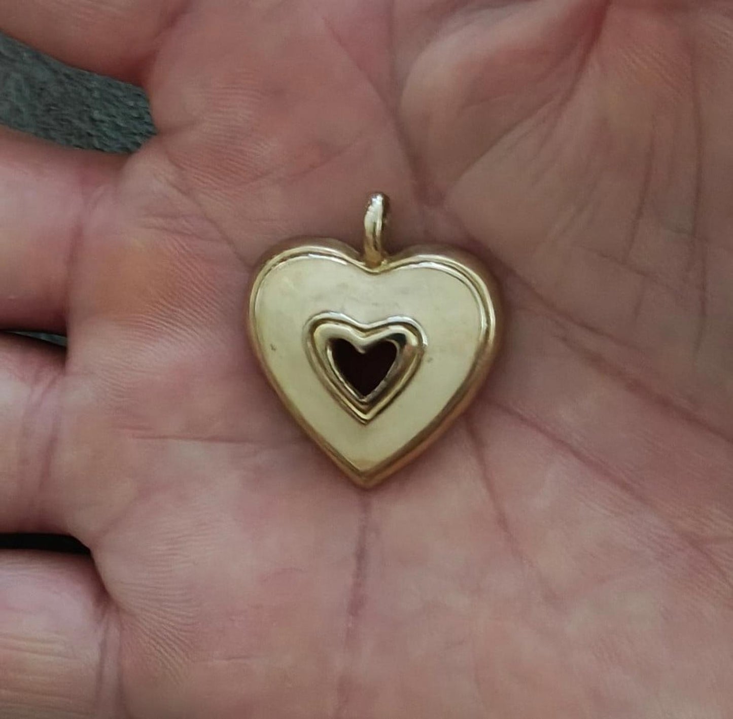 1980's Gold Tone White Enamel Heart Pendant