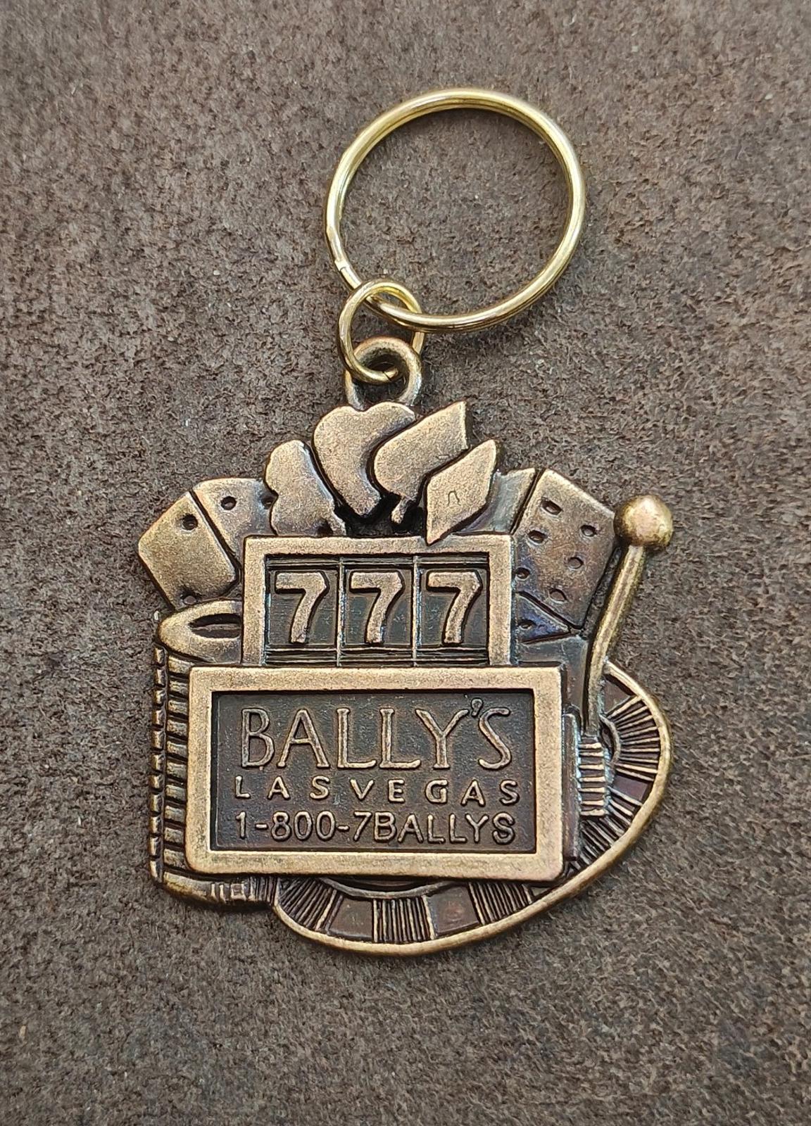 1990s Vintage Bally's Las Vegas Hotel and Casino Brass Slot Machine Keychain