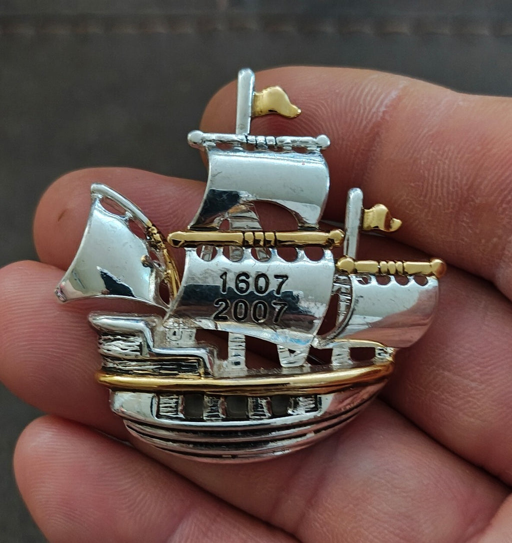 Jamestown 400th Anniversary 1607-2007 Two Tone Sailing Ship Brooch Pin
