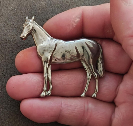 1950s/60s Equestrian Horse/Horse Silver Tone Brooch