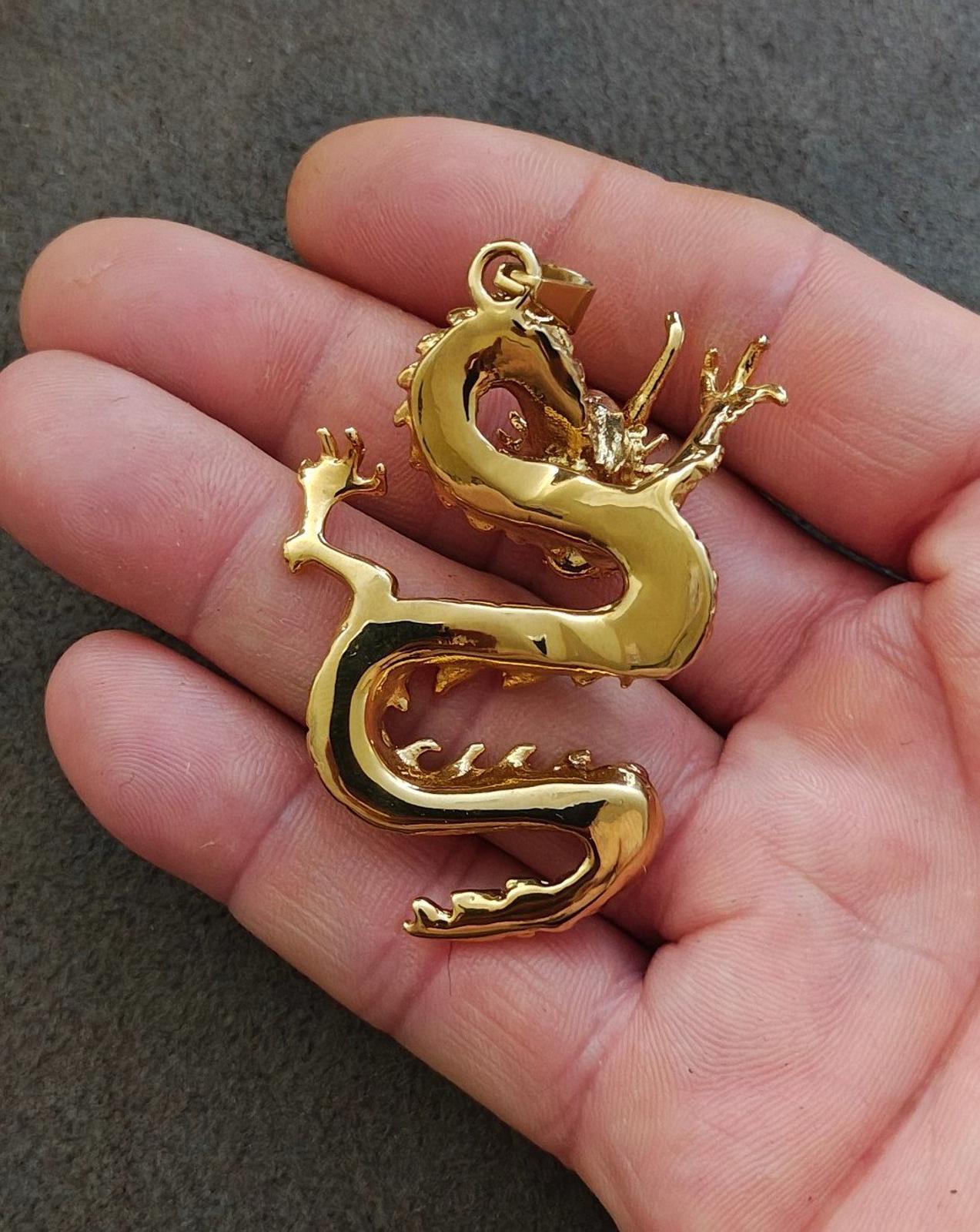 Cool Large Gold Tone Dragon Pendant