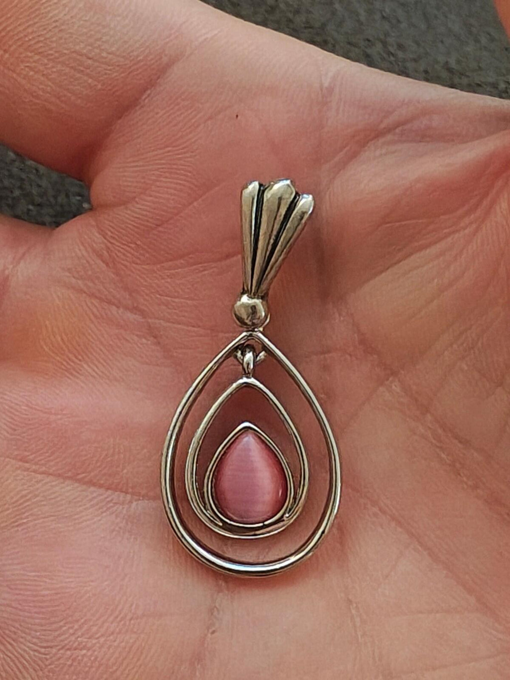 2000s Silver Tone Lia Sophia "Cotton Candy" Teardrop Pendant