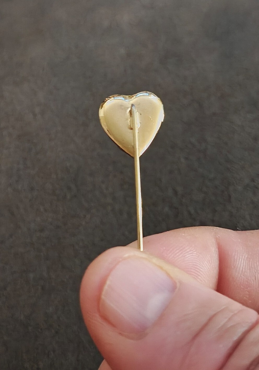 1970s/80s Gold Tone Victorian Revival Style Heart Shaped Floral Locket Stick Pin
