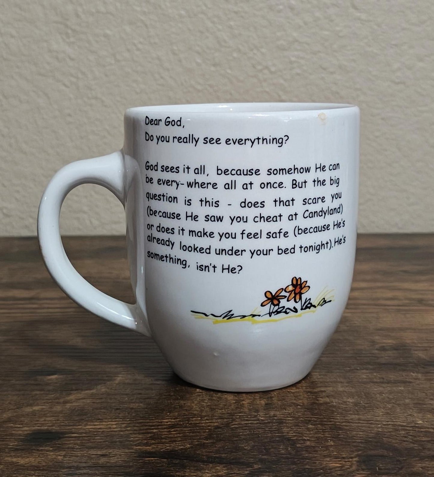1980's Dear God Royal Ceramic Mug
