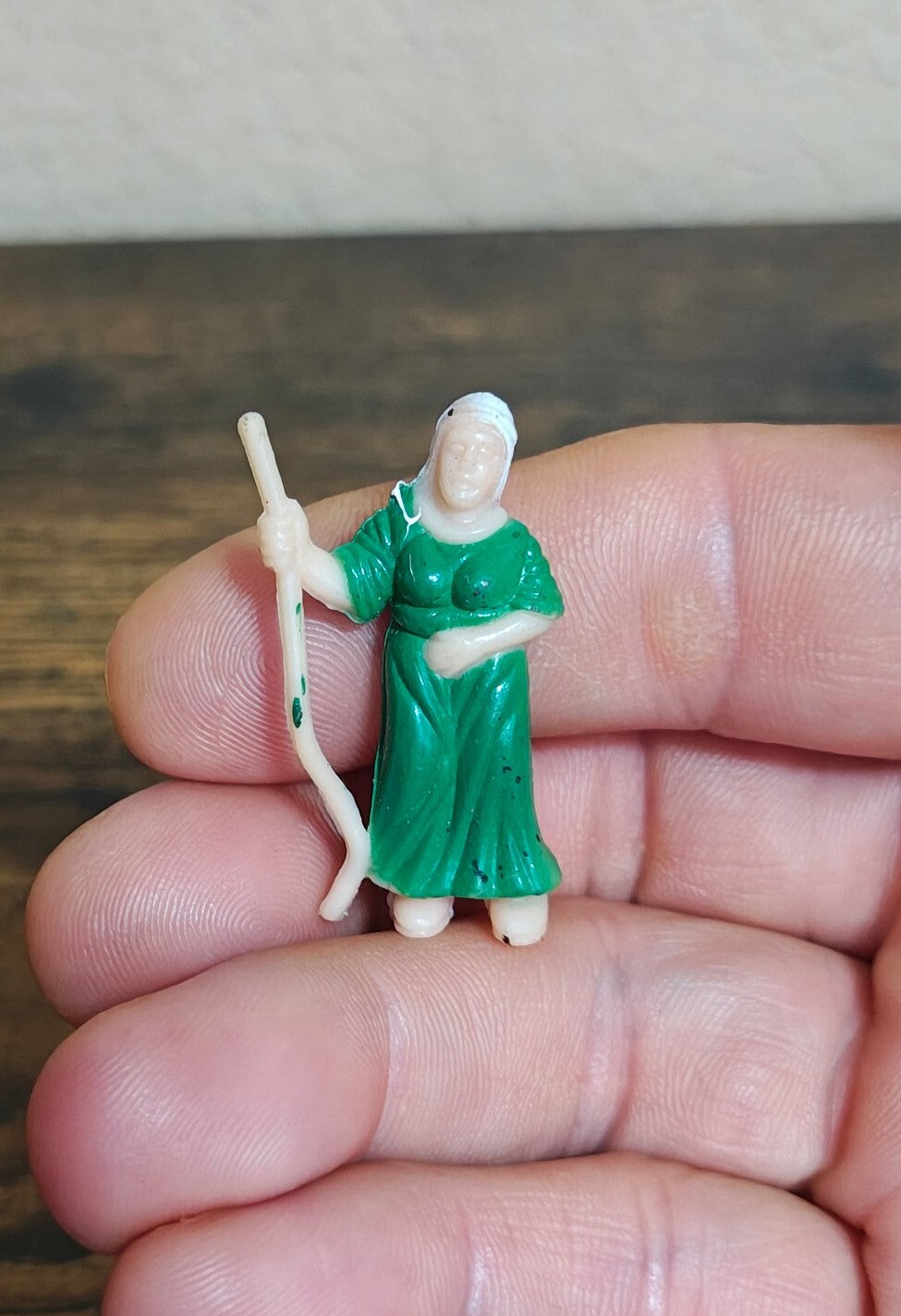 1950s Mrs. Noah Holding a Staff Rubber Figure/Figurine