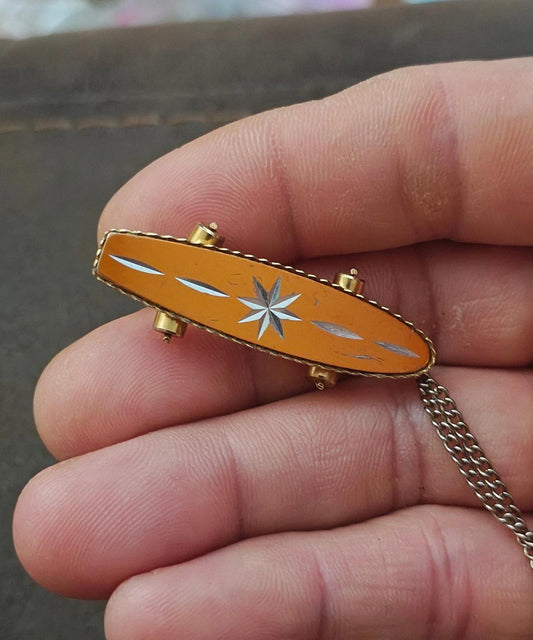 1980's MCM Starburst Skateboard Pendant Necklace with moveable wheels