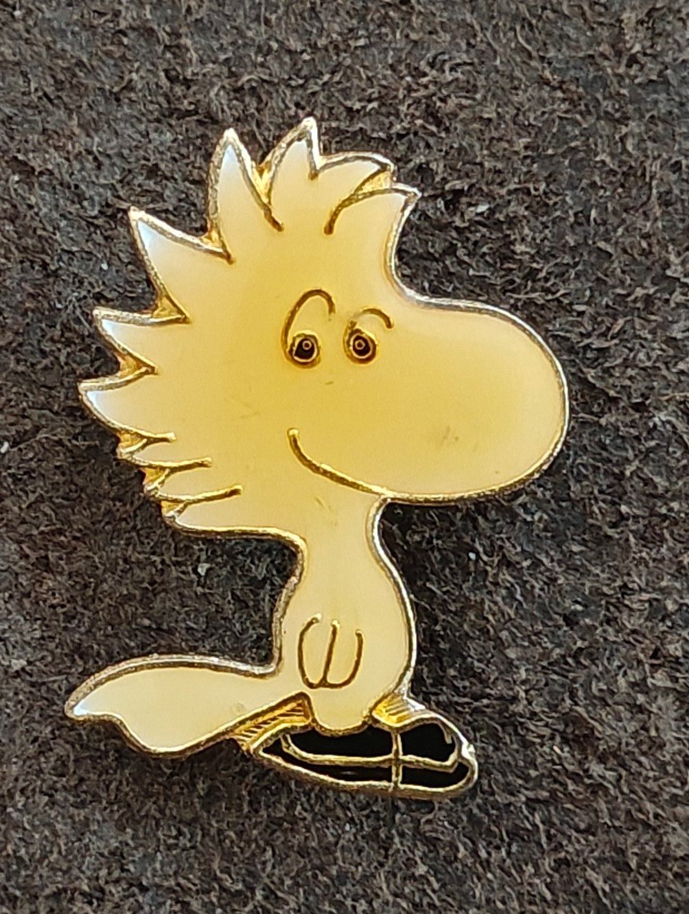 1970s Peanuts Woodstock Wearing Ice Skates Gold Tone Enamel Pin