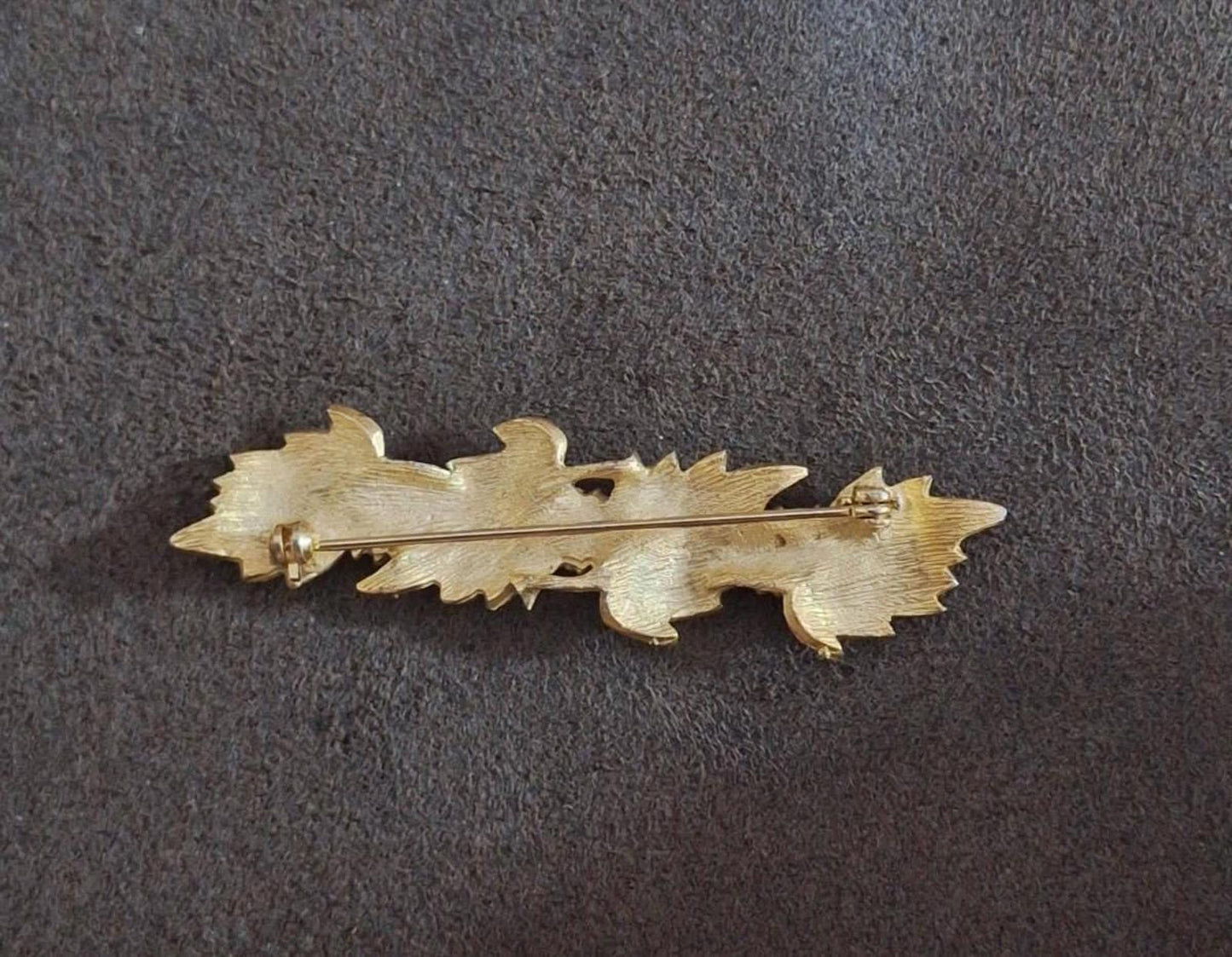 1970’s Ice Rhinestones Flower Leaf Pin Brooch