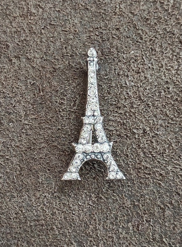 Sparkling Crystal Rhinestones Eiffel Tower Silver Tone Brooch Pin