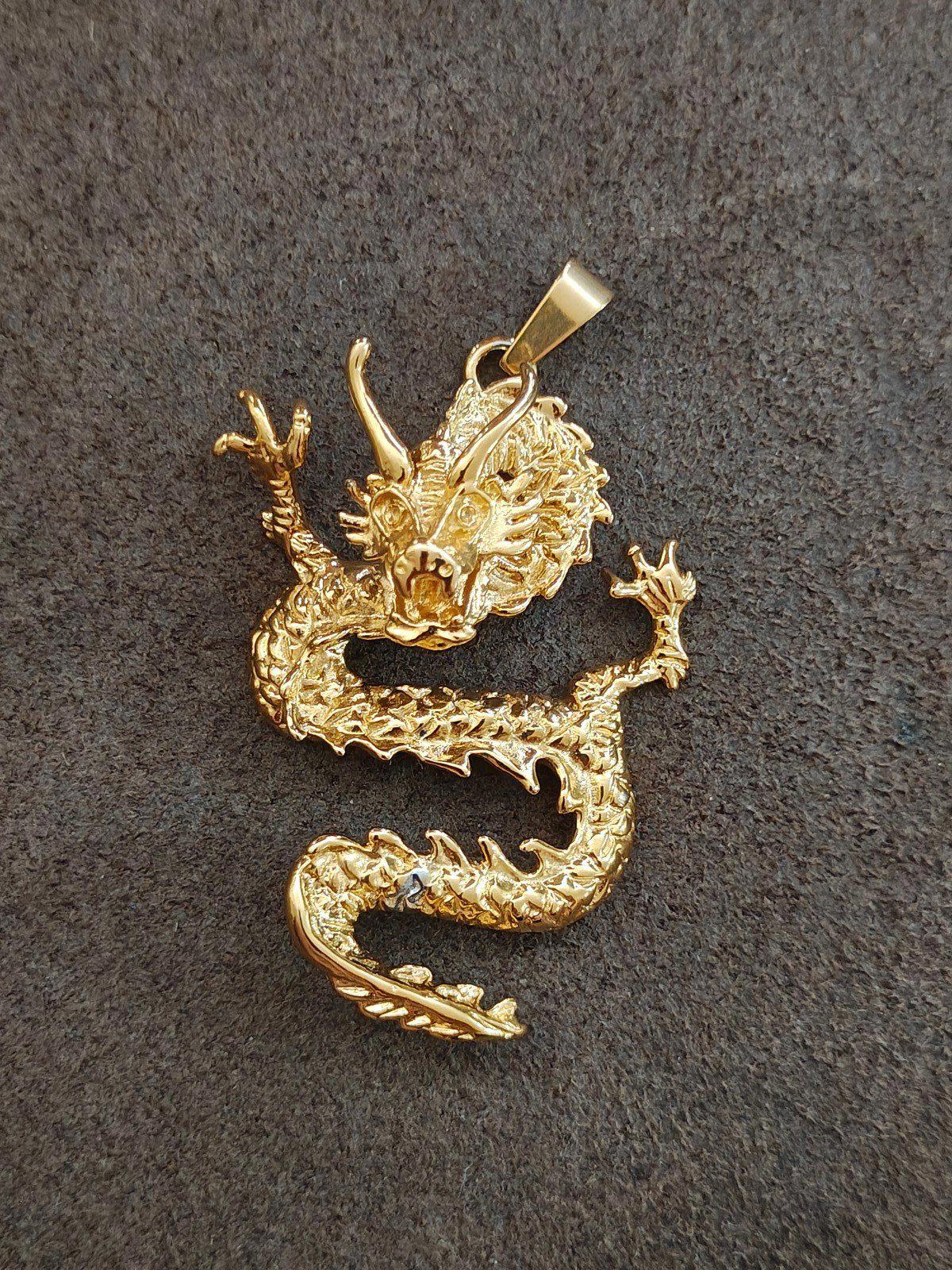 Cool Large Gold Tone Dragon Pendant
