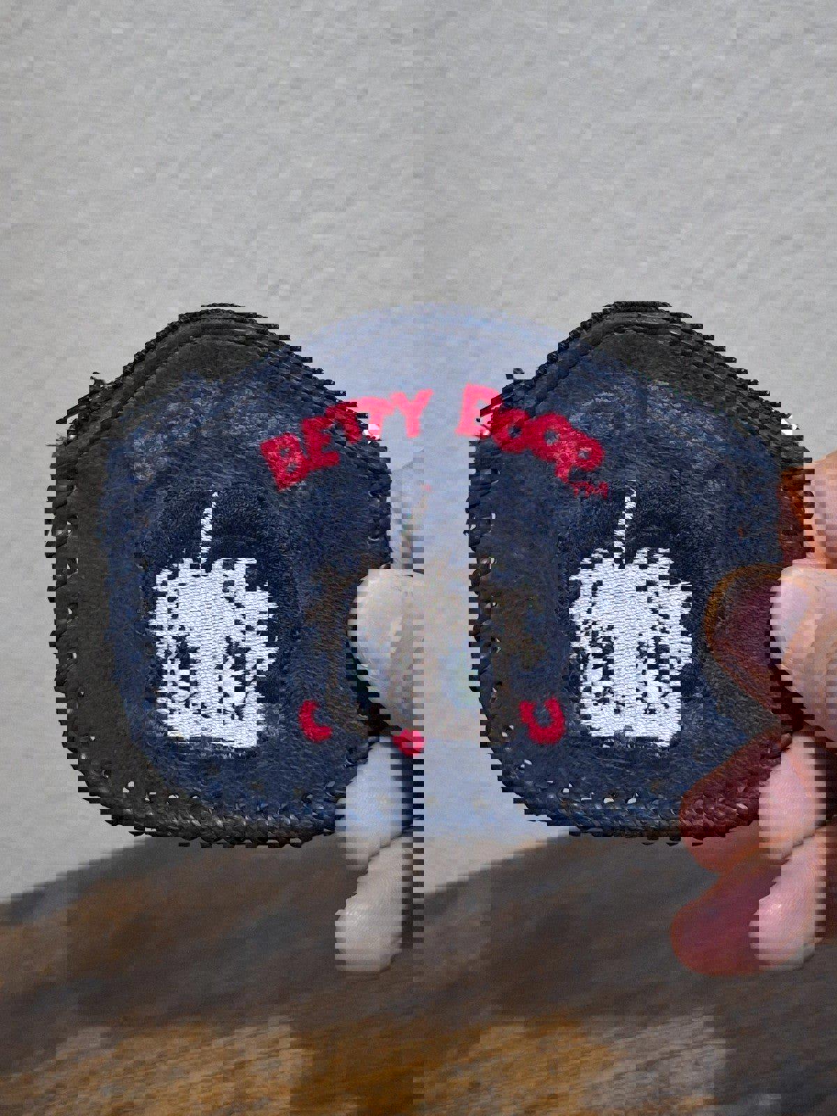 1995 Betty Boop Black Embroidered Genuine Leather Coin Purse