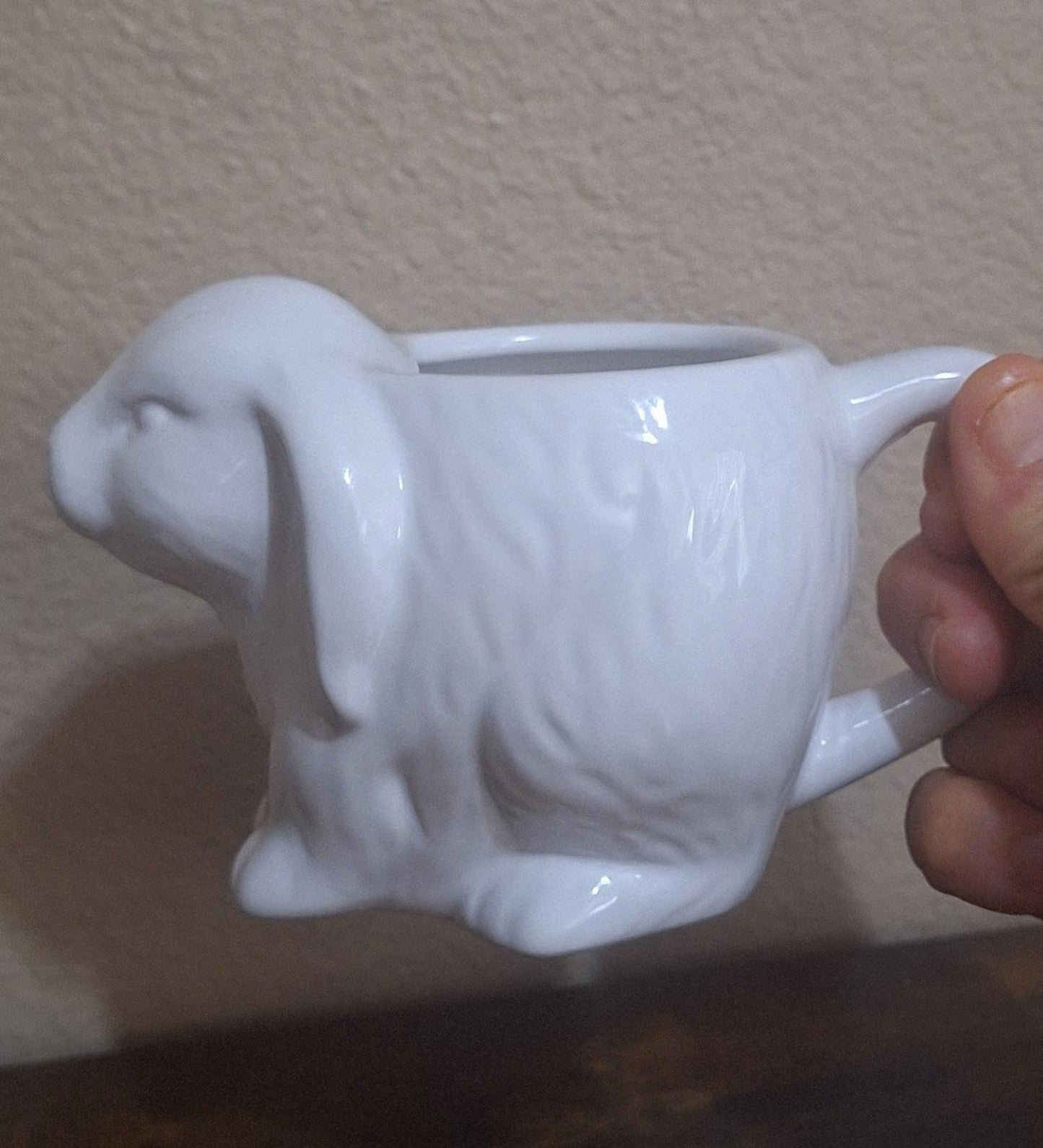 3D Embossed White Bunny Ceramic Mug
