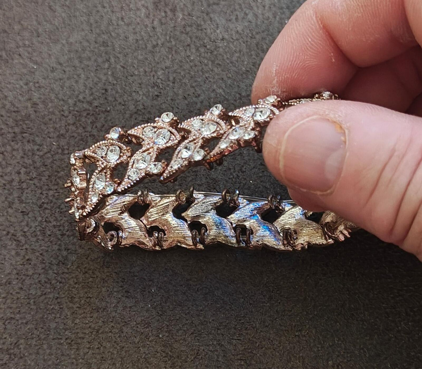 1980s/90s Set Of Crystal Paved Statement Bracelet & Pair Of Matching Earrings