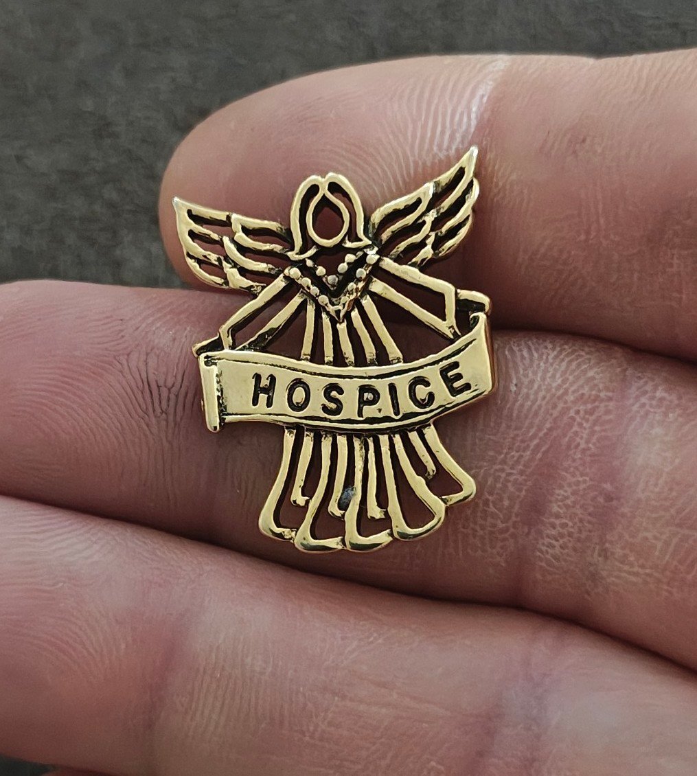 1990s Hospice Banner Held By Volunteer Angel With Wings Commemorative Pin